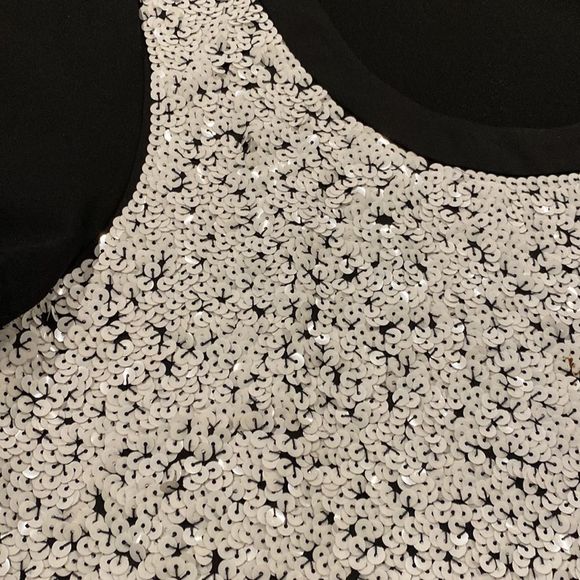 Ann Taylor Black Top covered in White Sequins - Picture 3 of 14
